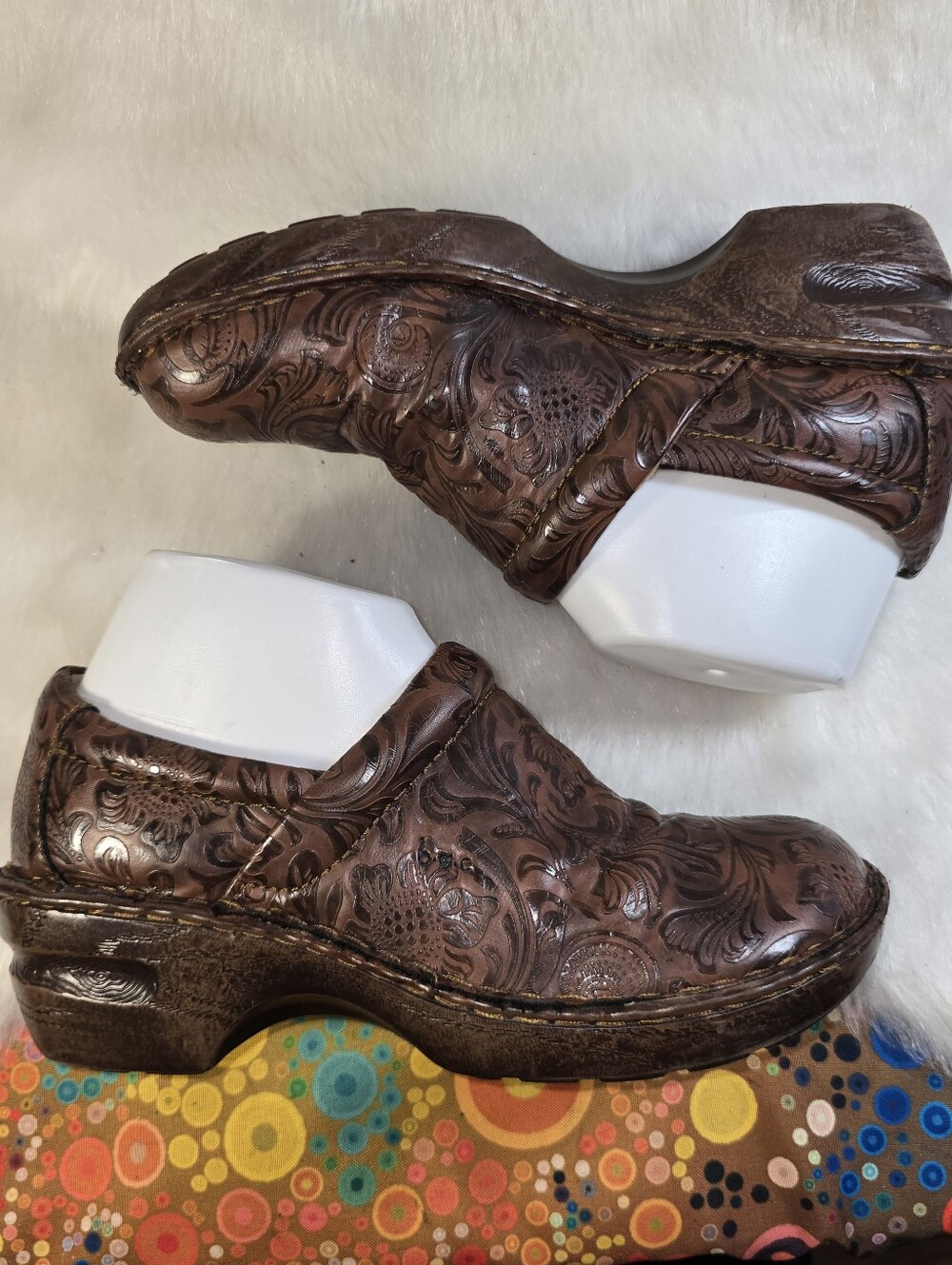 Women’s b.o.c. Born Women's Paisley Embossed Brown Leather Slip-On Clog